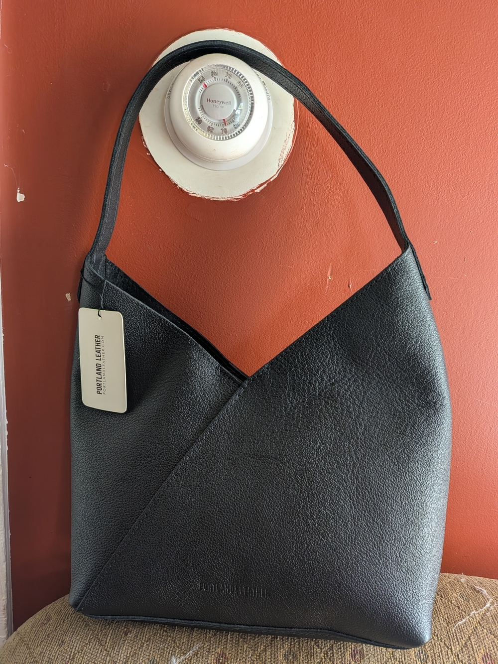 Portland Leather Black Pebbled Leather Shoulder Hobo